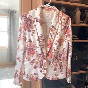 LC Lauren Conrad cream with pink floral blazer - great condition